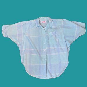 Hot Stuff Vintage Pastel Plaid Blouse Preowned
